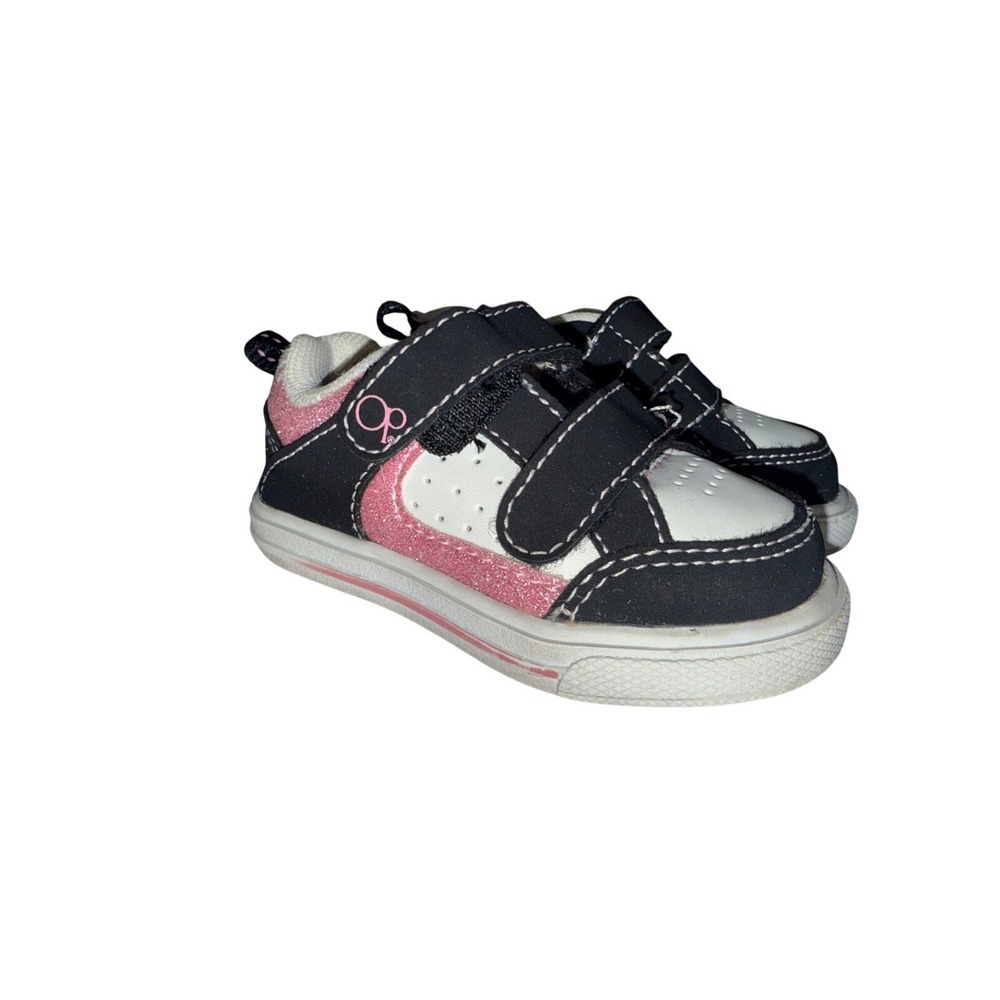 Vintage Op Naomi 11 Sneakers Toddler Size 2 Black, White,‎ Sparkly Pink